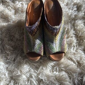 Jeffrey Campbell Colorful Virgo Platform Woven Peep-Toe Mules